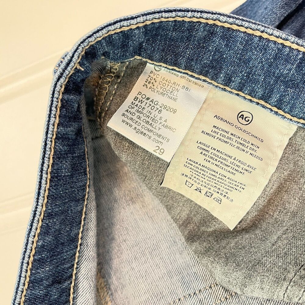AG × Anthropologie Stevie Low‑Rise Slim Straight Cuffed Ankle Jeans Size 29 - Picture 7 of 11